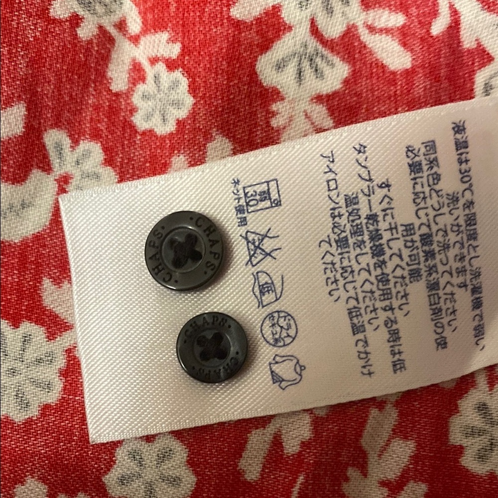 Chaps Shirt Women's Sz 2X No Iron Red Paisley Button-Up Buffalo Plaid Flip Cuff - Picture 7 of 7
